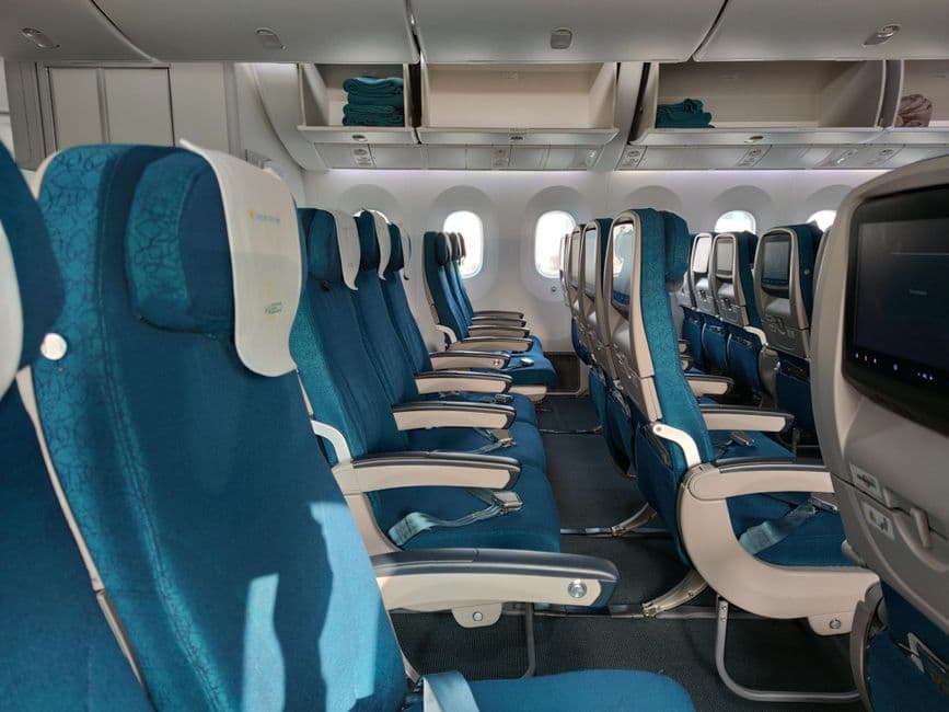 Air France economy cabin interior on long-haul flight