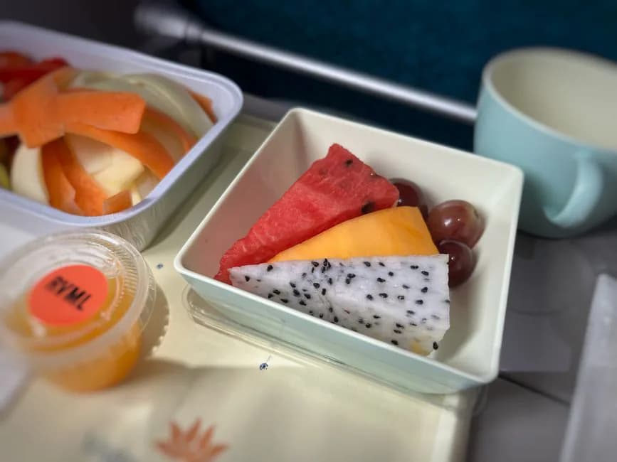 ANA business class in-flight meal with Japanese cuisine on route NH824