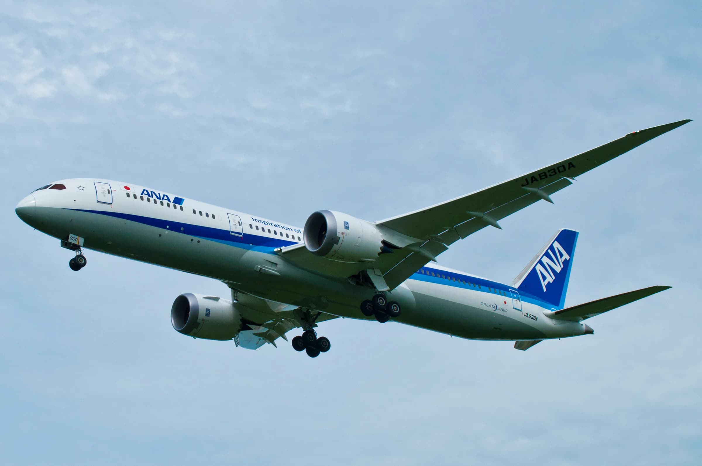 ANA Boeing 787-9 in blue livery on the tarmac