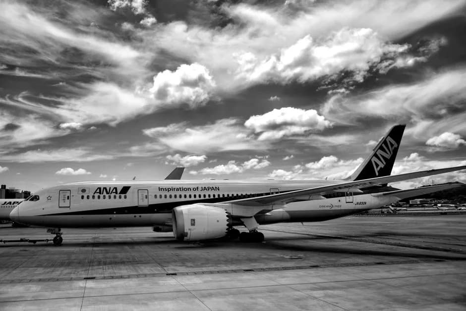 ANA Boeing 787-9 All Nippon Airways aircraft on the ground exterior view